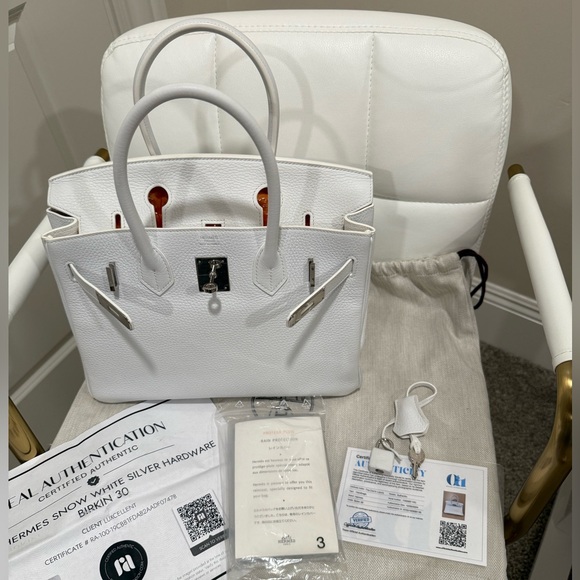 ❌SOLD❌HERMES SNOW WHITE BIRKIN 30 Pladium hardware full kit, pristine condition - Picture 7 of 8